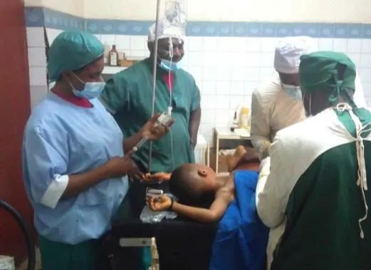 A surgical team at work in an operating room