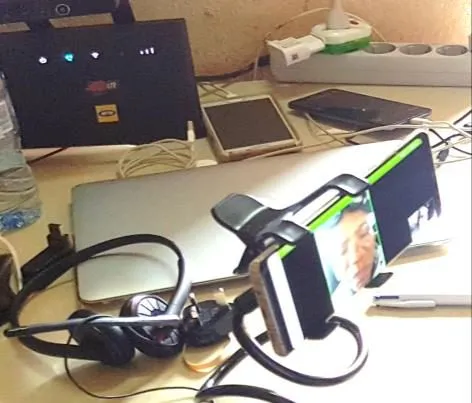 A laptop and video equipment set up for telemedicine