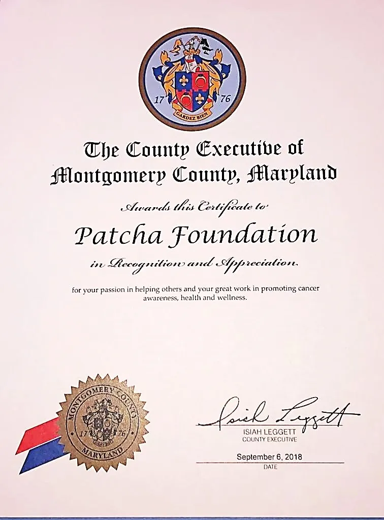 Recognition from the County Executive of Montgomery County, Maryland
